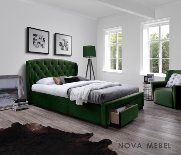 Кровать SABRINA 160 HALMAR темно-зеленый Кровать SABRINA 160 HALMAR темно-зеленый
