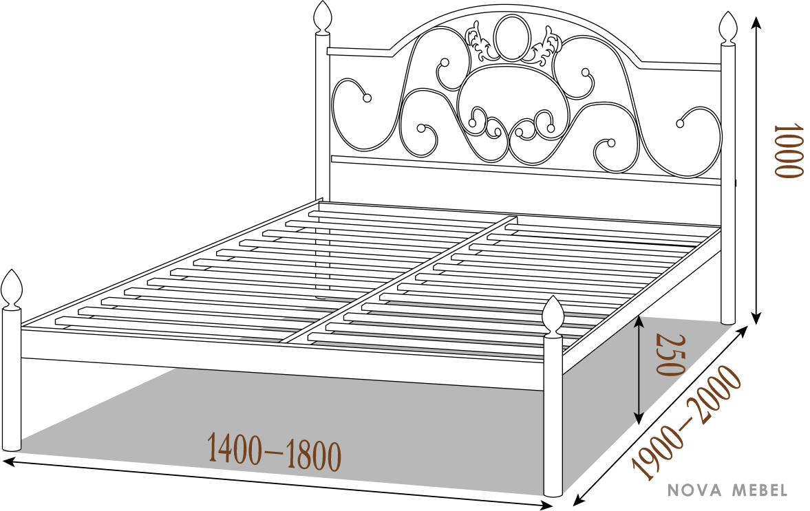 Кровать Франческа 1900, 2000 х 1600 Металл - дизайн Кровать Франческа 1900, 2000 х 1600 Металл - дизайн